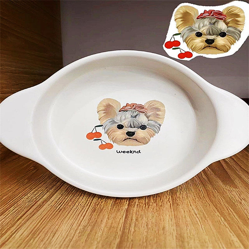 Custom Ceramic Pet Bowl Hand-Painted Unique Design