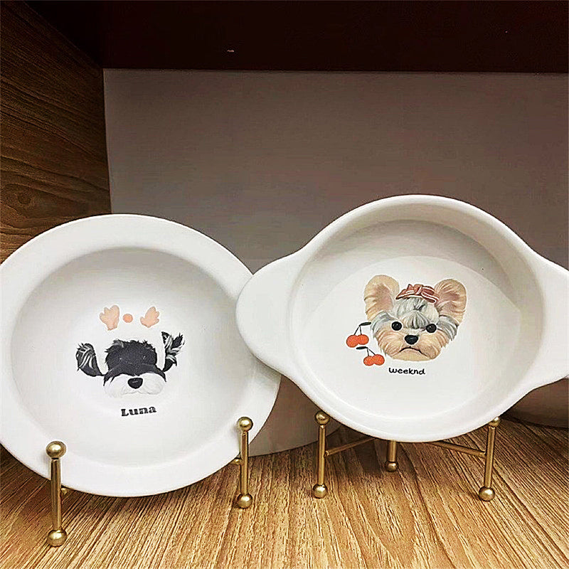 Custom Ceramic Pet Bowl Hand-Painted Unique Design