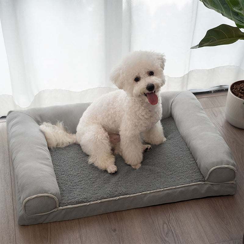 Deluxe Ortho Dog Bed Suede & Faux Fleece Comfort