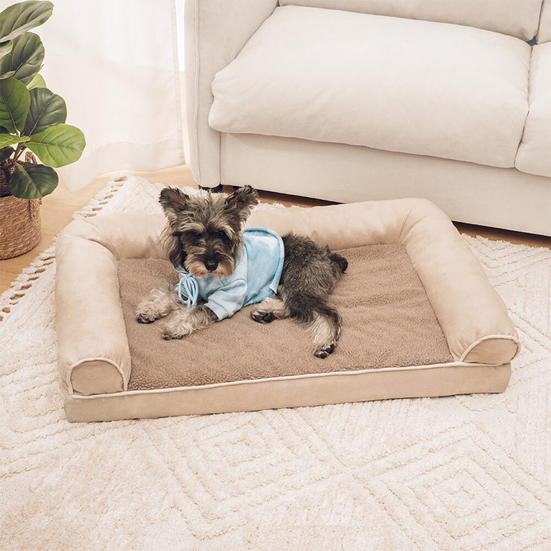 Deluxe Ortho Dog Bed Suede & Faux Fleece Comfort