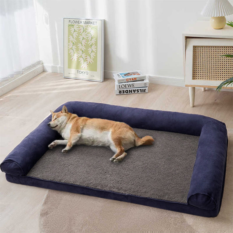 Deluxe Ortho Dog Bed Suede & Faux Fleece Comfort