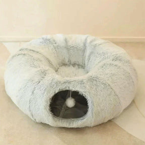 Indoor Cat Tunnel Bed Soft Round & Foldable Fun