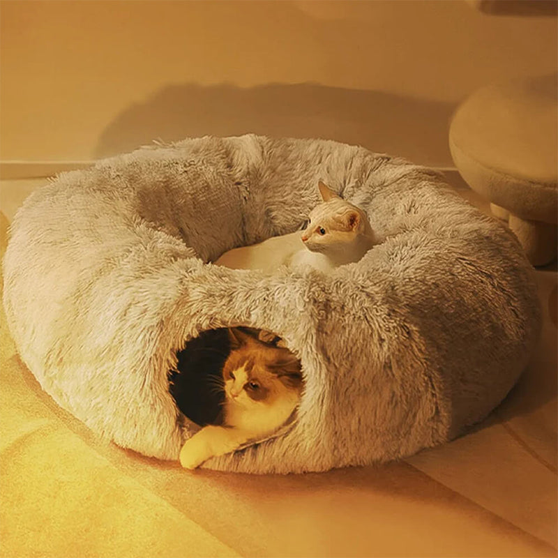 Indoor Cat Tunnel Bed Soft Round & Foldable Fun