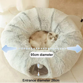 Indoor Cat Tunnel Bed Soft Round & Foldable Fun