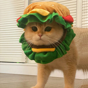 Funny Burger Head Hat Dog & Cat Head Cover