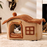 House-Style Semi-Enclosed Cat Bed Cozy Kitty Comfort