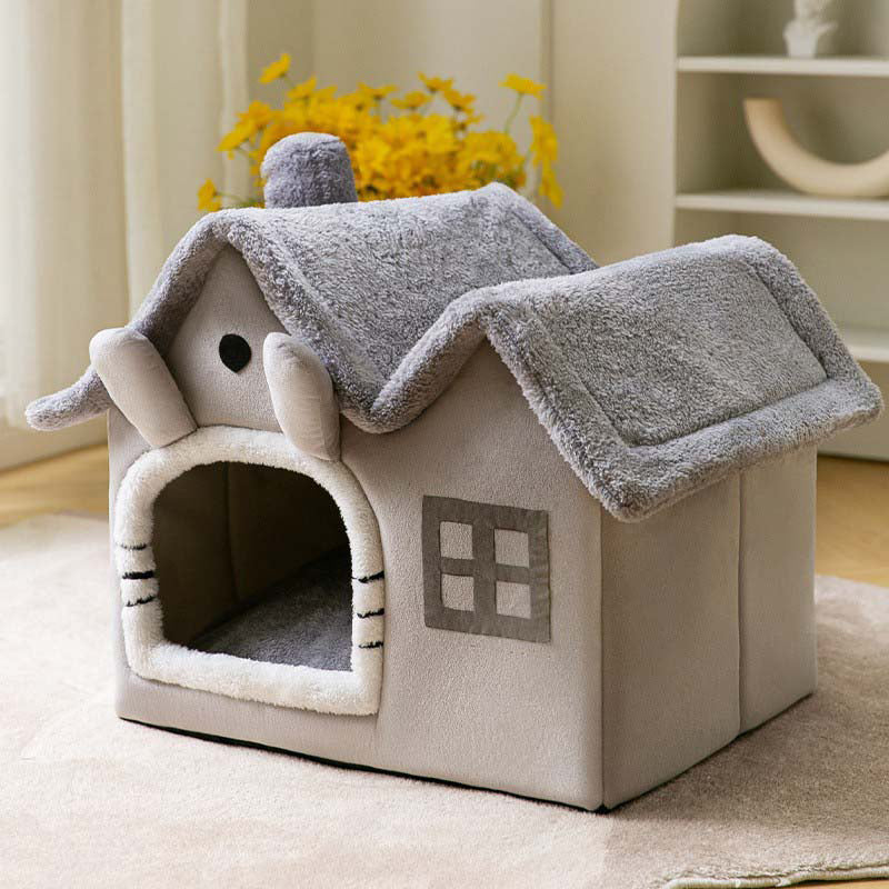 House-Style Semi-Enclosed Cat Bed Cozy Kitty Comfort