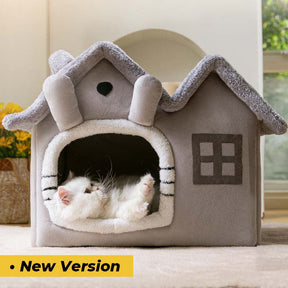 House-Style Semi-Enclosed Cat Bed Cozy Kitty Comfort