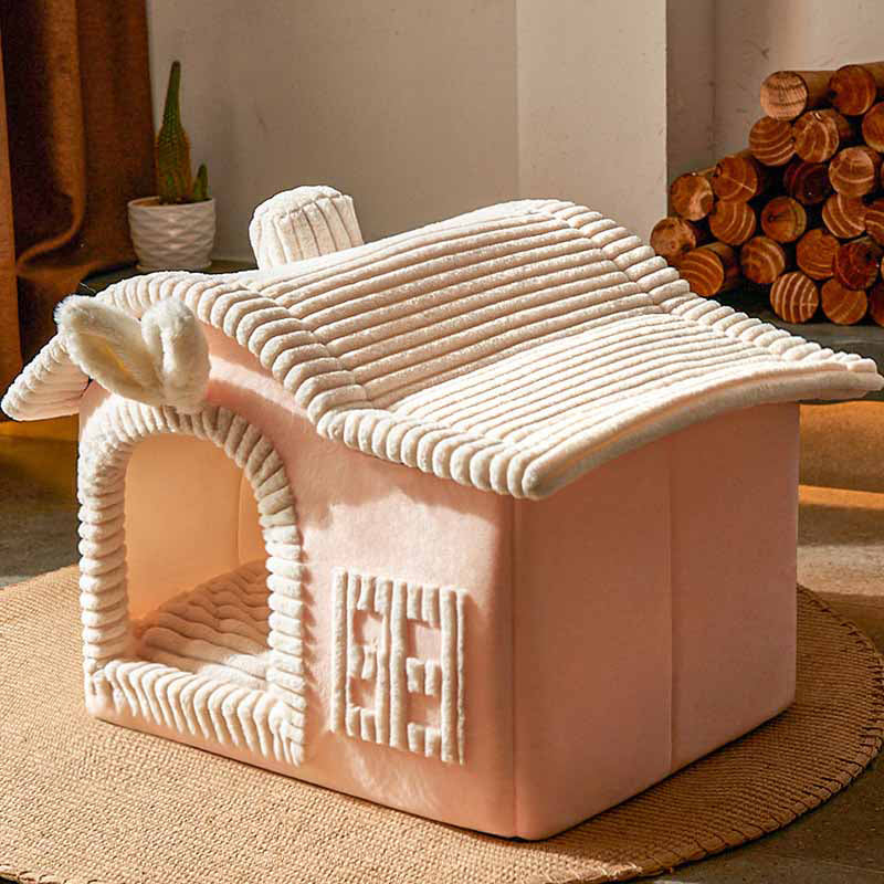 House-Style Semi-Enclosed Cat Bed Cozy Kitty Comfort