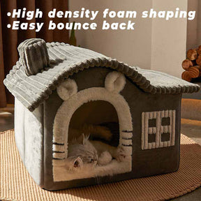 House-Style Semi-Enclosed Cat Bed Cozy Kitty Comfort