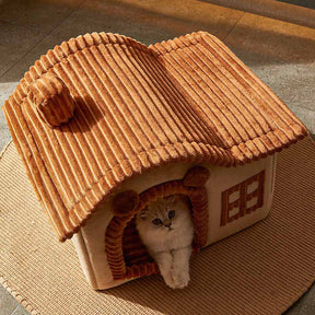 House-Style Semi-Enclosed Cat Bed Cozy Kitty Comfort