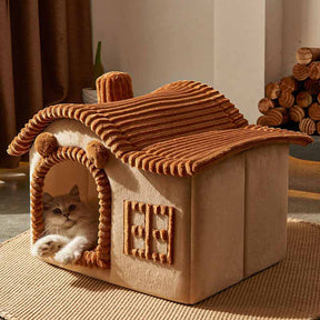 House-Style Semi-Enclosed Cat Bed Cozy Kitty Comfort