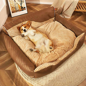 All-Season Cozy Removable Backrest Dog Bed