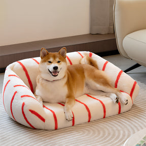 Elegant Fuzzy Stripe Dog Sofa Bed Fuzzy Clean