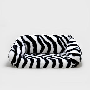 Elegant Fuzzy Stripe Dog Sofa Bed Fuzzy Clean