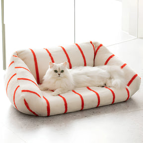 Elegant Fuzzy Stripe Dog Sofa Bed Fuzzy Clean