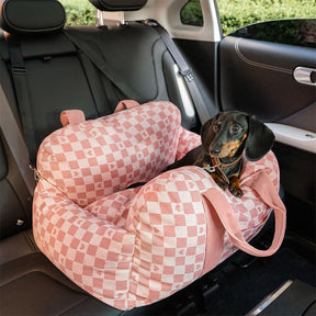 Vintage Heart Dog Car Seat Retro-Styled Comfort Bed