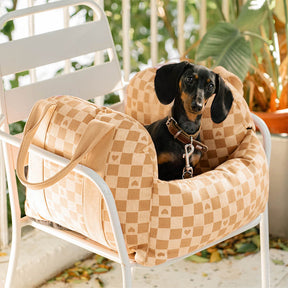 Vintage Heart Dog Car Seat Retro-Styled Comfort Bed