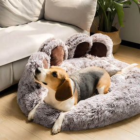 Large Fuzzy Paw Dog Bed Soft & Spacious