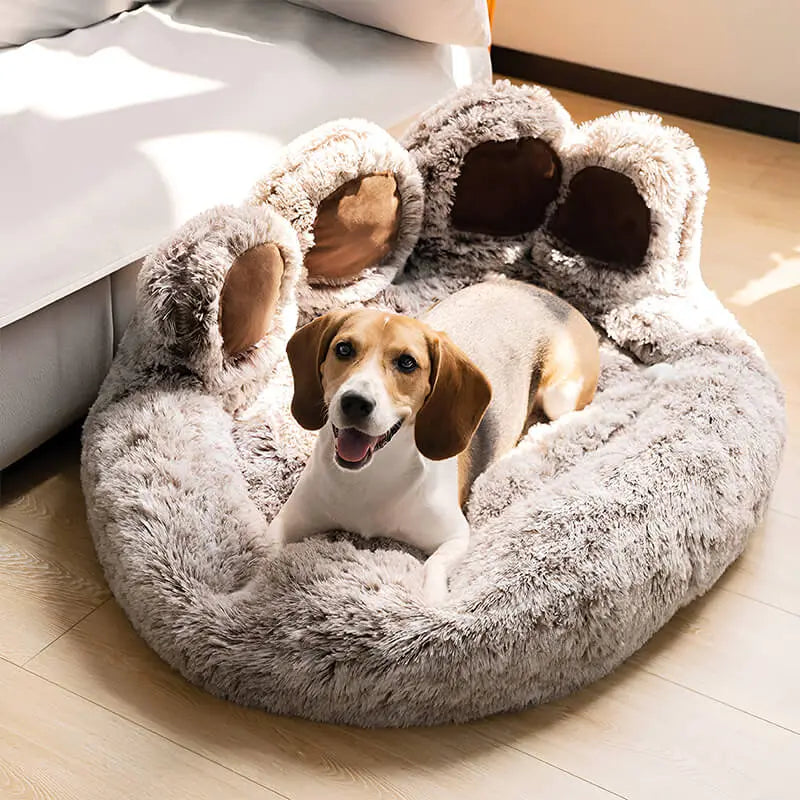 Large Fuzzy Paw Dog Bed Soft & Spacious