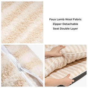 Stylish Dual-Layer Striped Faux Lambswool Pet Sofa Bed