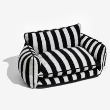 Stylish Dual-Layer Striped Faux Lambswool Pet Sofa Bed