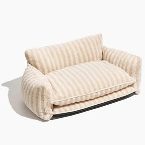 Stylish Dual-Layer Striped Faux Lambswool Pet Sofa Bed